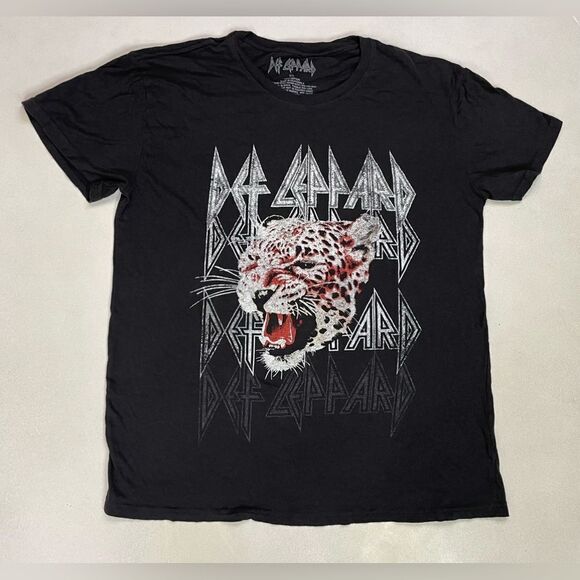 Def Leppard Graphic T-shirt Women Large Black Short Sleeve Music - Picture 1 of 5